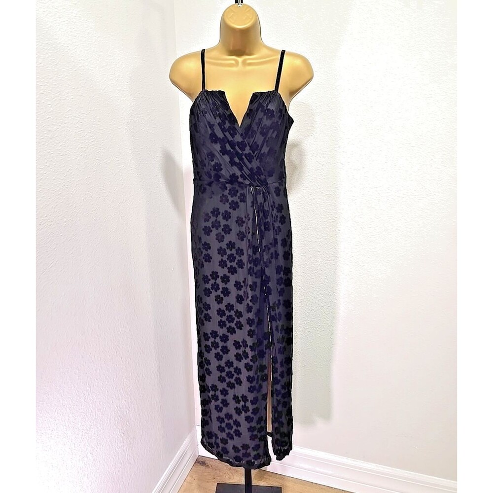 Black Floral Velvet Burnout  Maxi Dress Small Whimsigoth Fairy Grunge Prom Party